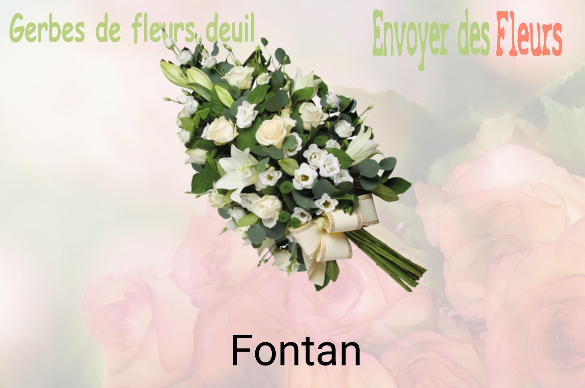 Gerbe de fleurs de deuil livrée à Fontan